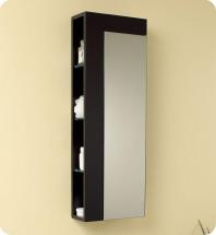 Fresca Espresso Bathroom Linen Side Cabinet With Large Mirror Door
