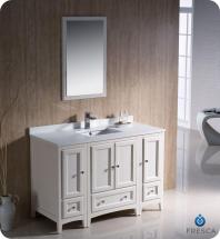 Fresca Oxford 48" W Vanity in Antique White Finish with Mirror