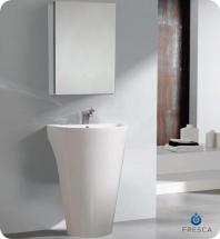 Fresca Parma 22 1/2" W Pedestal Sink Vanity in White Finish with Medicine Cabinet