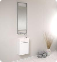 Fresca Pulito 15 1/2" W Vanity in White Finish with Tall Mirror