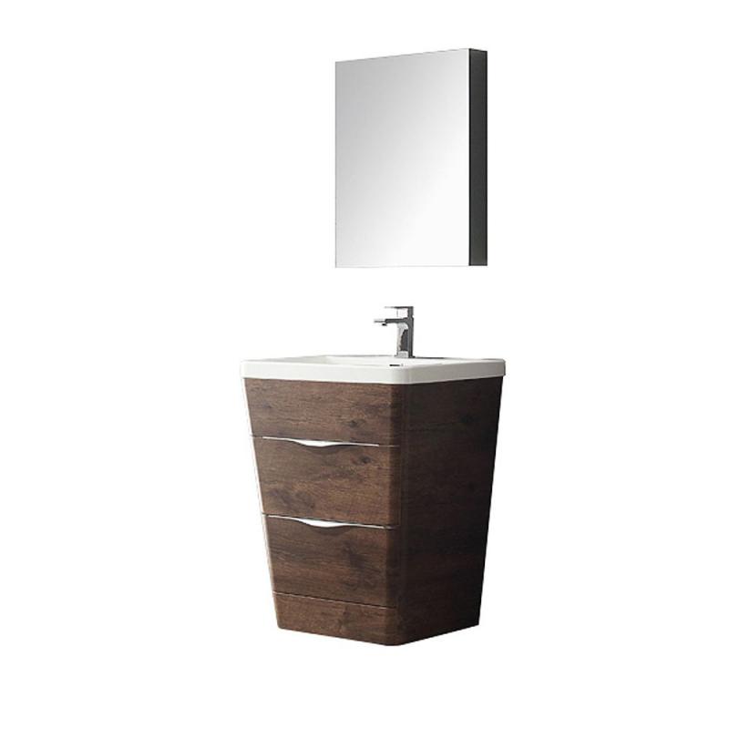 Fresca Milano 26" W Vanity in Rosewood Finish with Medicine Cabinet