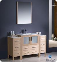 Fresca Torino 54" W Vanity in Light Oak Finish with 2 Side Cabinets and Undermount Sink