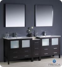 Fresca Torino 84" W Double Vanity in Espresso Finish with Side Cabinet and Undermount Sinks