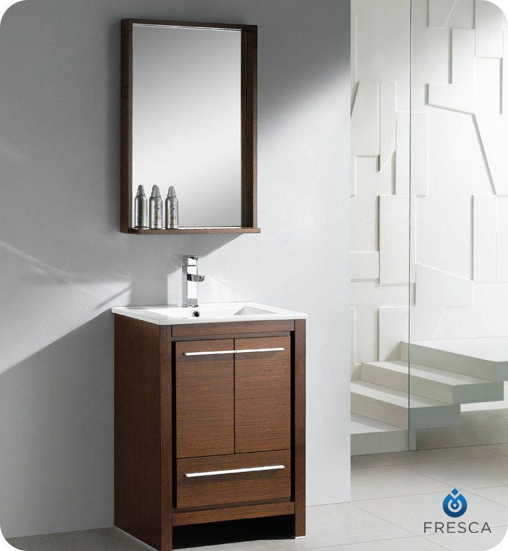 Fresca Allier 24" W Vanity in Wenge Brown Finish with Mirror