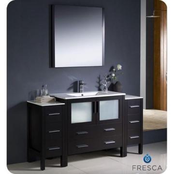Fresca Torino 60" W Vanity in Espresso Finish with 2 Side Cabinets and Undermount Sink