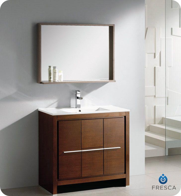 Fresca Allier 36" W Vanity in Wenge Brown Finish with Mirror