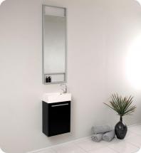 Fresca Pulito 15 1/2" W Vanity in Black Finish with Tall Mirror