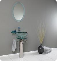 Fresca Ovale 20 3/4" W Vanity in Glass Finish with Frosted Edge Mirror