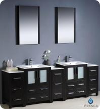 Fresca Torino 84" W Double Vanity in Espresso with 3 Side Cabinets and Undermount Sinks