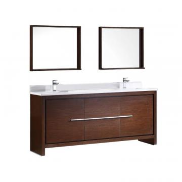 Fresca Allier 72" W Double Vanity in Wenge Brown Finish with Mirror