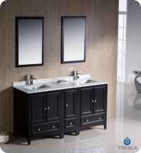 Fresca Oxford 60" W Double Sink Vanity in Espresso Finish with Mirror