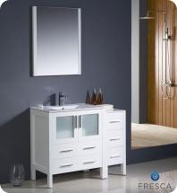 Fresca Torino 42" W Double Vanity in White Finish with Side Cabinet and Undermount Sink