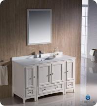 Fresca Oxford 54" W Vanity in Antique White Finish with Mirror