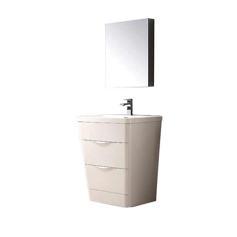 Fresca Milano 26" W Vanity in Glossy White Finish with Medicine Cabinet