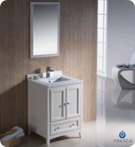 Fresca Oxford 24" W Vanity in Antique White Finish with Mirror