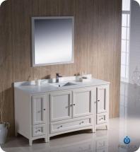 Fresca Oxford 60" W Vanity in Antique White Finish with Mirror