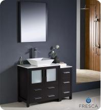 Fresca Torino 42" W Vanity in Espresso with Side Cabinet and Vessel Sink