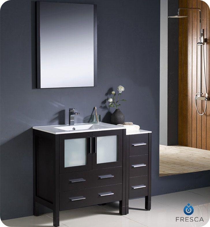 Fresca Torino 42" W Vanity in Espresso with Side Cabinet and Undermount Sink