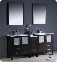 Fresca Torino 72" W Double Vanity in Espresso Finish with Side Cabinet and Undermount Sinks