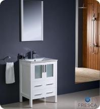 Fresca Torino 24" W Vanity in White Finish with Undermount Sink