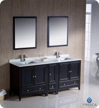 Fresca Oxford 72" W Double Sink Vanity in Espresso Finish with Mirror