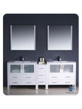 Fresca Torino 84" W Double Vanity in White with Side Cabinet and Undermount Sinks