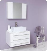 Fresca Modello 31 3/4" W Vanity in White Finish with Marble Countertop