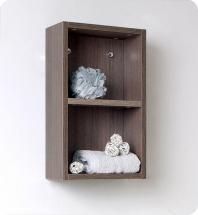 Fresca Gray Oak Bathroom Linen Side Cabinet With 2 Open Storage Areas