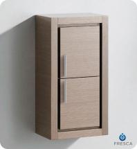 Fresca Gray Oak Bathroom Linen Side Cabinet With 2 Doors