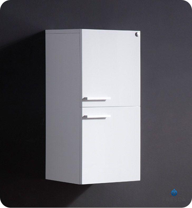 Fresca White Bathroom Linen Side Cabinet With 2 Storage Areas
