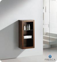 Fresca Wenge Brown Bathroom Linen Side Cabinet With 2 Glass Shelves
