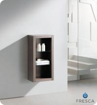 Fresca Gray Oak Bathroom Linen Side Cabinet With 2 Glass Shelves