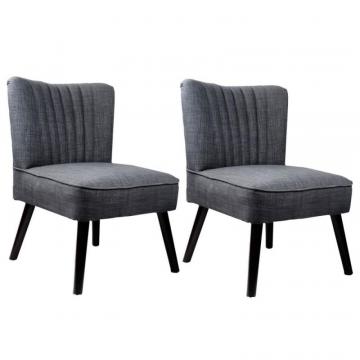 Corliving Antonio Accent Chair In Woven Grey, Set Of 2