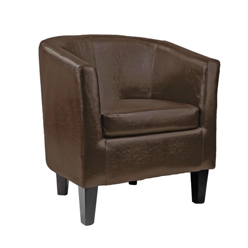 Corliving Antonio Tub Chair In Dark Brown Bonded Leather