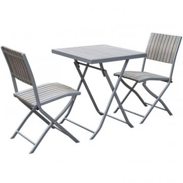 Corliving PJR-372-S Gallant 3pc Sun Bleached Grey Outdoor Folding Bistro Set
