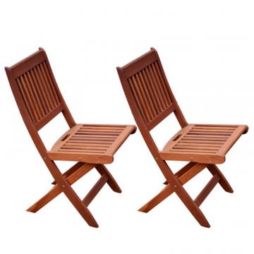 Corliving PEX-369-C Miramar Cinnamon Brown Hardwood Outdoor Folding Chairs, Set of 2