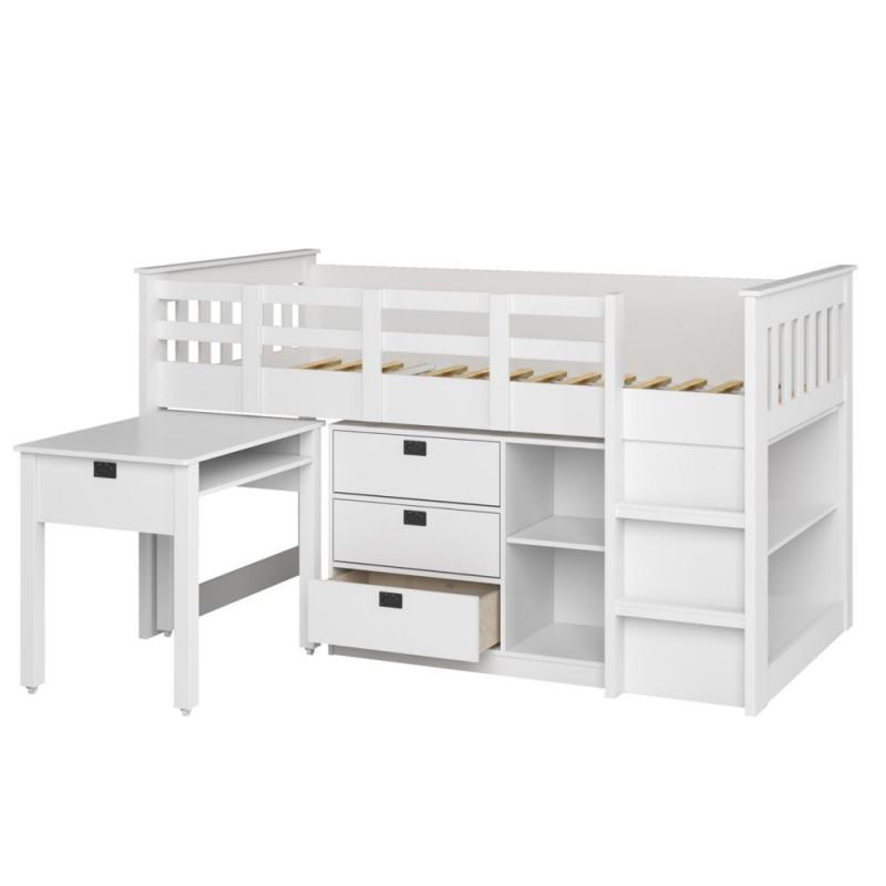 Corliving Madison 4pc All-In-One Single/Twin Loft Bed In Snow White