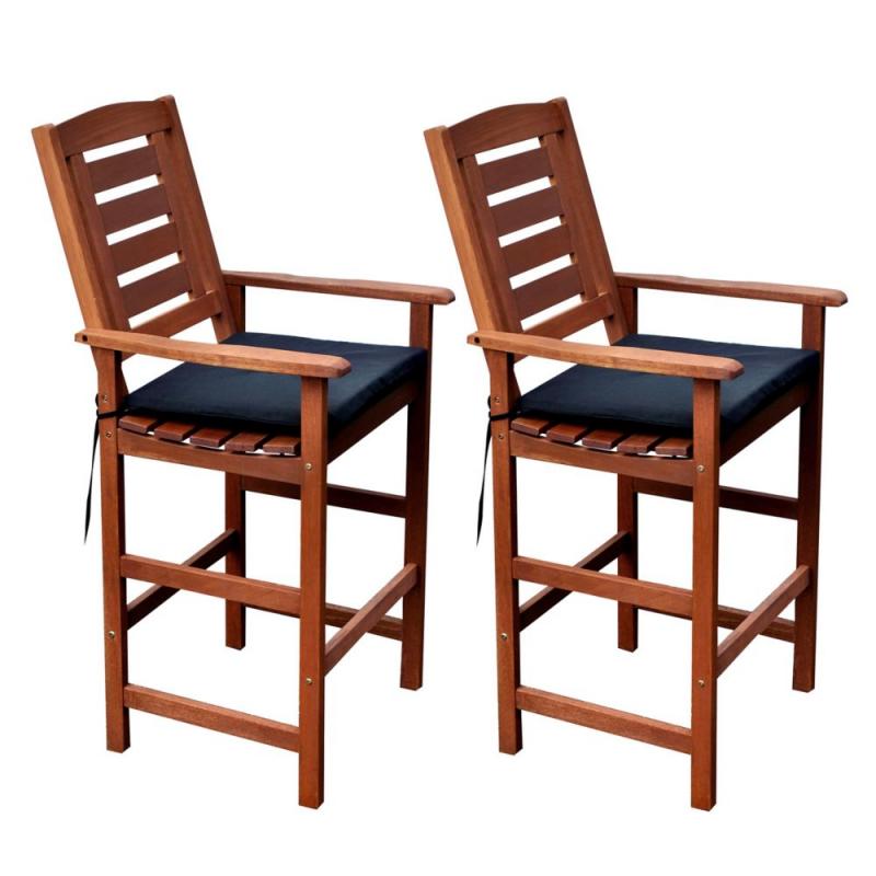 Corliving PEX-263-C Miramar Cinnamon Brown Hardwood Outdoor Bar Height Chairs, Set of 2
