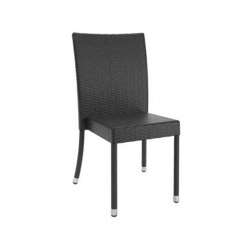 Corliving Sonax PPT-603-C Park Terrace Charcoal Black Weave Patio Dining Chairs, Set of 4