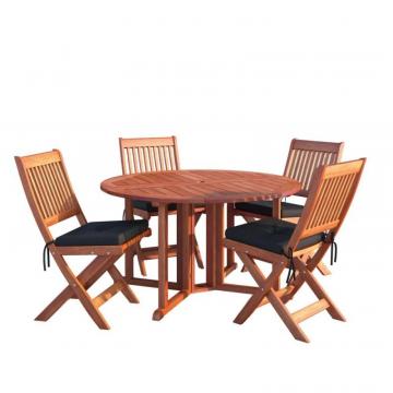 Corliving Miramar 5-Piece Hardwood Outdoor Folding Dining Set in Cinnamon Brown