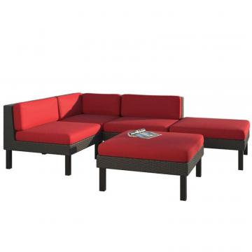 Corliving PPO-851-Z Oakland 5-Piece Sectional with Chaise Lounge Patio Set