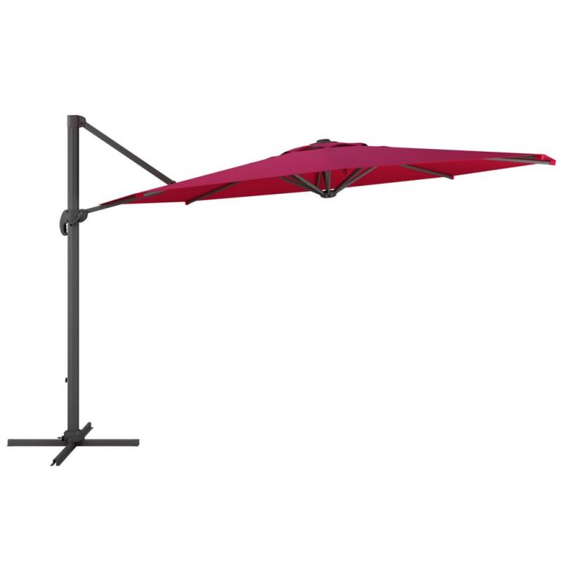 Corliving Deluxe Offset Patio Umbrella in Wine Red