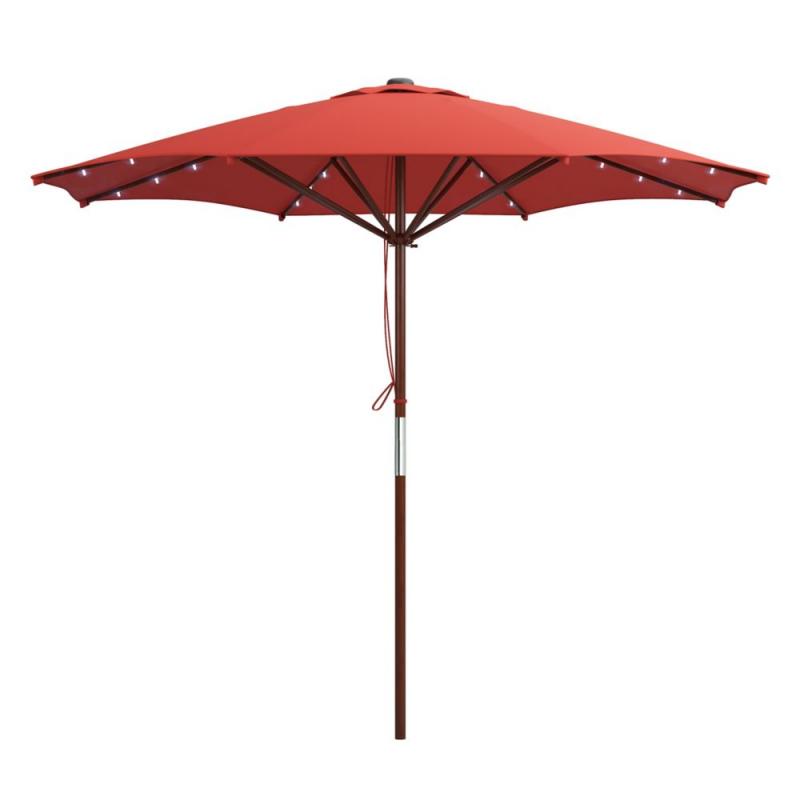 Corliving Red Patio Umbrella with Solar Power LED Lights