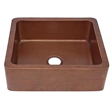 Sinkology Monet Farmhouse Apron Front Handmade Copper Kitchen Sink 25" Single Bowl in Antique Copper