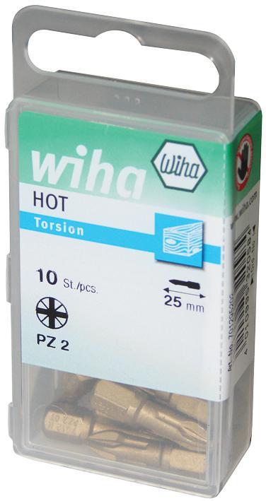 Wiha Hot Torsion Pozi Bit Box PZ#2 x 25mm 10 Pcs
