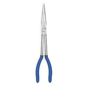Westward Needle Nose Plier, 11-1/8" Overall Length, 2-1/16" Max. Jaw Opening, Serrated Gripping Surf