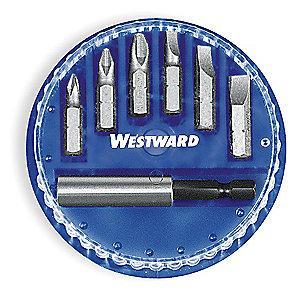 Westward 7-Piece Screwdriver Bit Set, 1/4" Hex Shank Size
