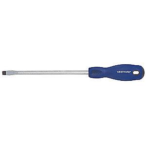 Westward Steel Screwdriver with 12" Shank and 1/4" Keystone Slotted Tip