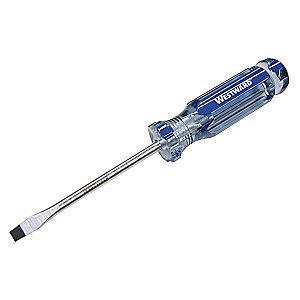 Westward Steel Screwdriver with 10" Shank and 3/8" Keystone Slotted Tip
