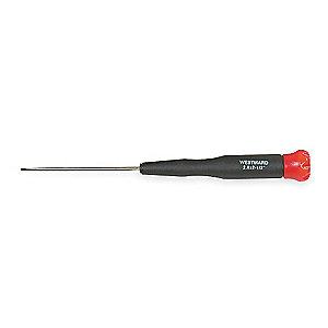 Westward Alloy Tool Steel Precision Screwdriver with 2" Slotted Tip